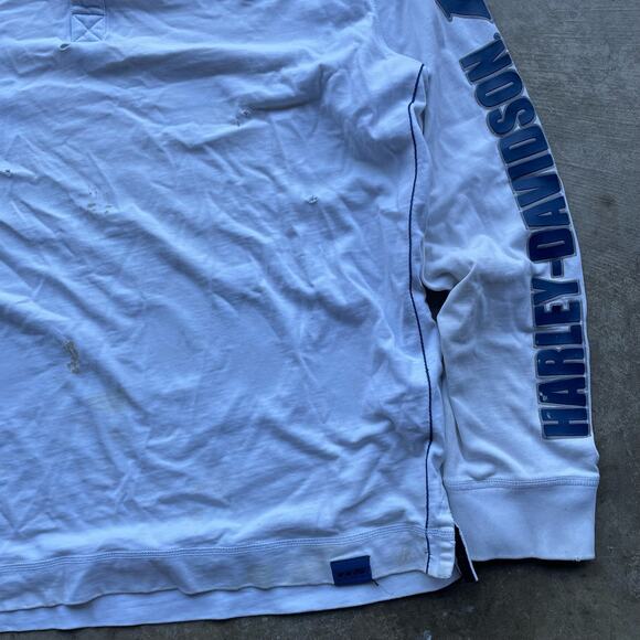 VINTAGE HARLEY DAVIDSON LONGSLEEVE WHITE SHIRT XL SLEEVE - Picture 3 of 6